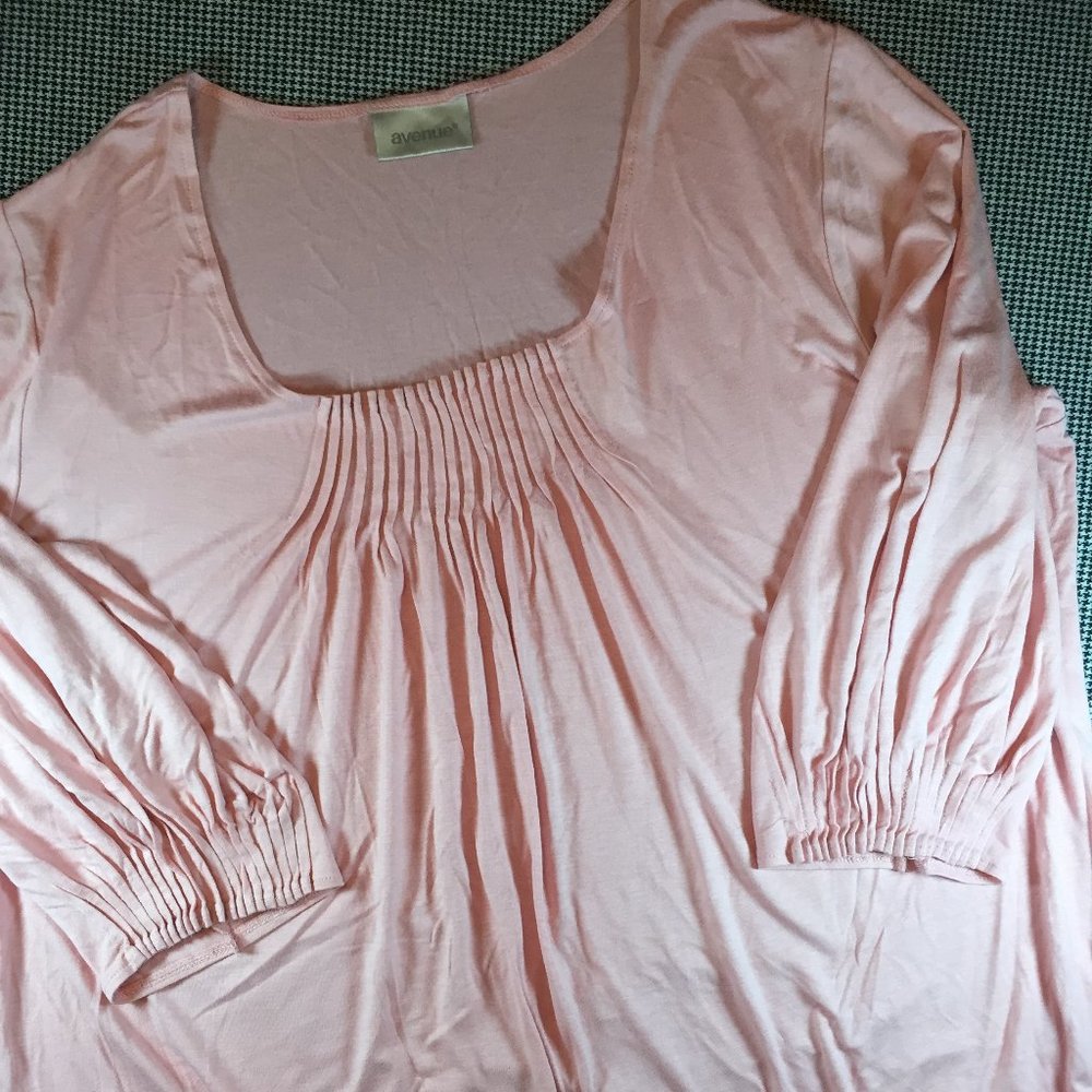 Peachy Pink Pin-Tucked Top 3X